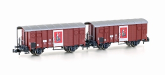 Hobbytrain H24257 - N - 2-tlg. Set Gedeckte Güterwagen Zirkus Knie, SBB, Ep. III